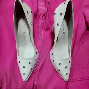 Gianni Bini White Studded Heels